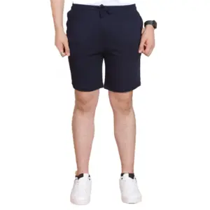 Men's Casual Cotton Striped Above knee Shorts (Navy)