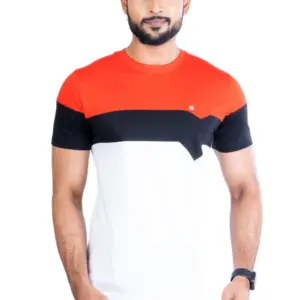 Men's Casual Cotton Printed Round Neck Half Sleeve T-Shirt (Red)