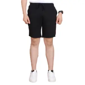 Men's Casual Cotton Striped Above knee Shorts (Black)