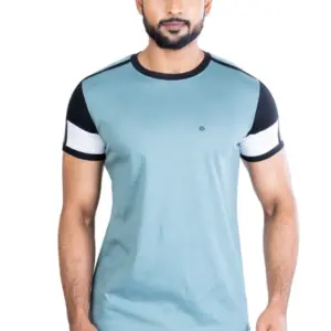 Men's Casual Cotton Printed Round Neck Half Sleeve T-Shirt (Grey)