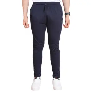 Men's Casual Cotton Striped Full Length Track Pant (Navy)