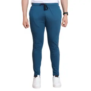 Men's Casual Cotton Striped Full Length Track Pant (Blue)