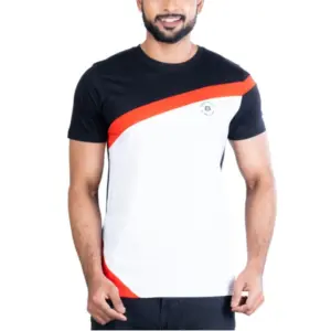 Men's Casual Cotton Printed Round Neck Half Sleeve T-Shirt (Black)