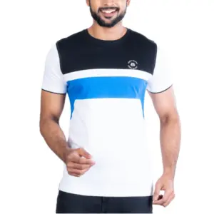 Men's Casual Cotton Printed Round Neck Half Sleeve T-Shirt (Black)