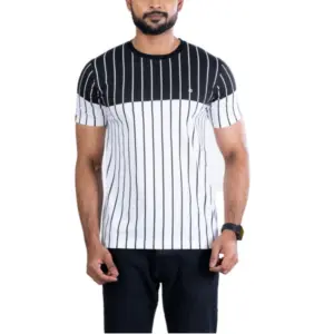 Men's Casual Cotton Printed Round Neck Half Sleeve T-Shirt (White)