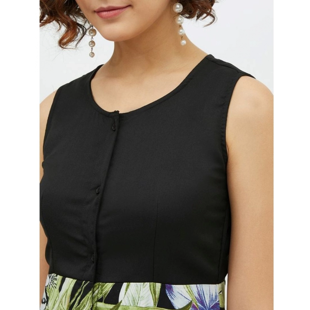 Women's Rayon Floral Sleeveless Calf-length Dress (Multicolor) - Image 2