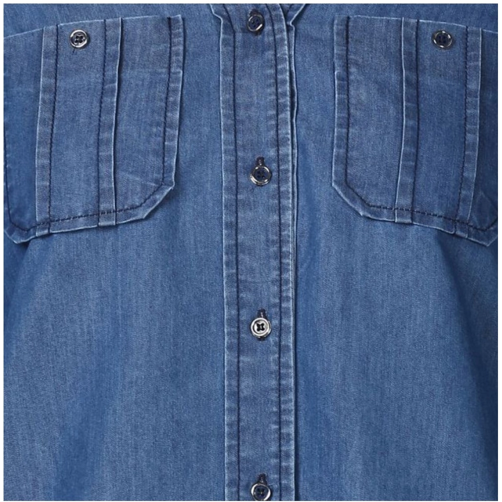 Women's Denim Solid Long Sleeves Top (Blue) - Image 2