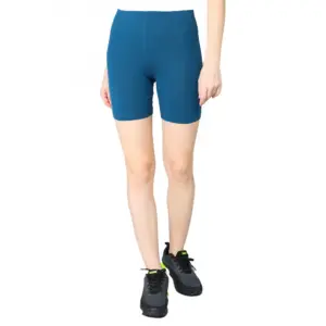 Women's Cotton Blended Solid Above Knee Sports Shorts (Blue)