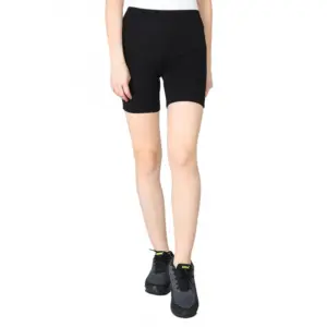 Women's Cotton Blended Solid Above Knee Sports Shorts (Black)