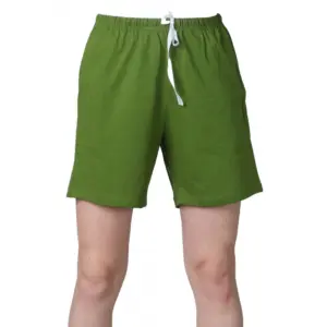 Women's Cotton Solid Above Knee Shorts (Olive-Green)