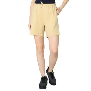 Women's Cotton Solid Above Knee Shorts (Beige)