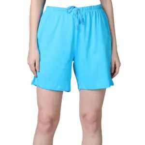 Women's Cotton Solid Above Knee Shorts (SkyBlue)