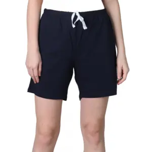 Women's Cotton Solid Above Knee Shorts (Navy)