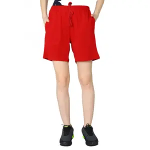Women's Cotton Solid Above Knee Shorts (Red)