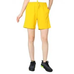 Women's Cotton Solid Above Knee Shorts (Yellow)