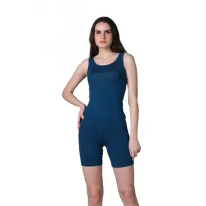 Women's Cotton Blended Solid Stretchable Camisole (Blue)