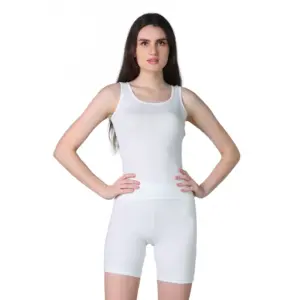 Women's Cotton Blended Solid Stretchable Camisole (White)