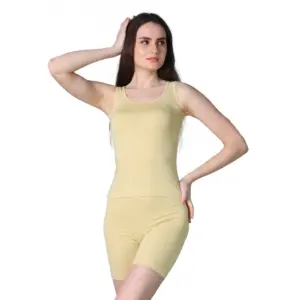 Women's Cotton Blended Solid Stretchable Camisole (Beige)