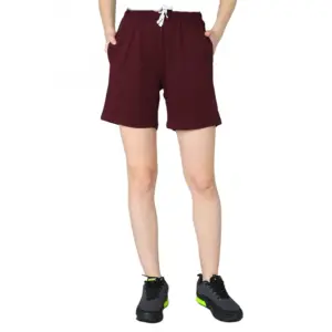 Women's Cotton Solid Above Knee Shorts (Wine)
