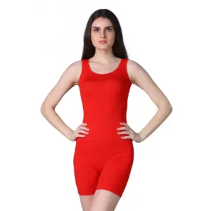 Women's Cotton Blended Solid Stretchable Camisole (Red)