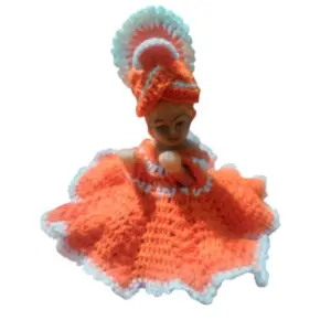 Laddu Gopal Tharad Dress Size: 0 To 6 (Orange-White)
