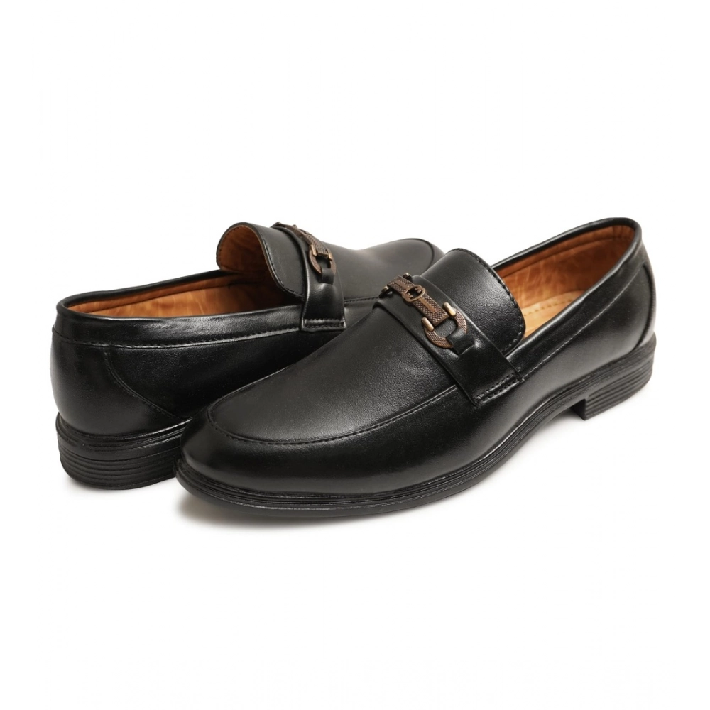 Men's Casual Faux Leather Solid Slip-on Formal Shoes (Black) - Image 2