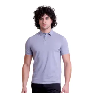 Men's Casual Cotton Solid Half Sleeve Polo Neck T-Shirt (Teegrey)