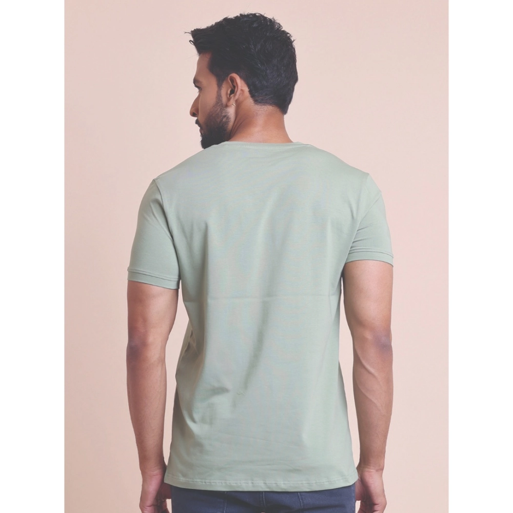 Men's Casual Cotton Solid Half Sleeve V Neck T-Shirt (Newsage) - Image 3