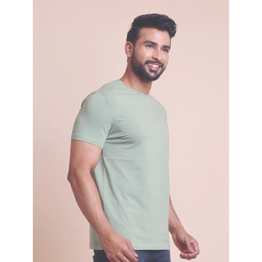 Men's Casual Cotton Solid Half Sleeve Round Neck T-Shirt (Newsage) - Image 4