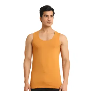 Men's Casual Cotton Solid Round Neck Sleeveless Vest (Brown)
