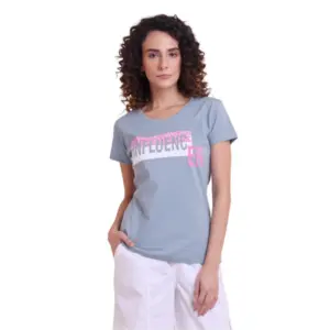 Women's Casual Cotton Printed Half Sleeve Round Neck T-Shirt (Teegrey)