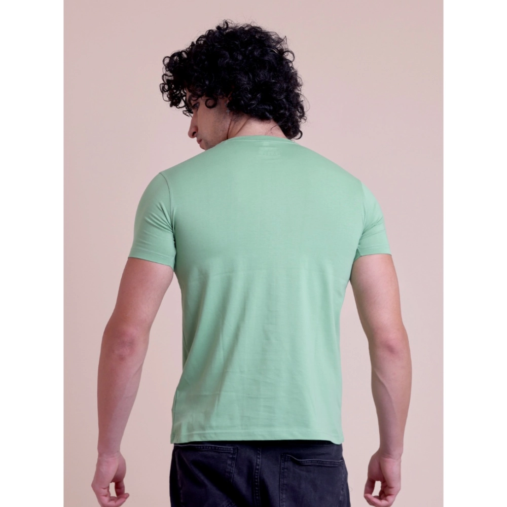 Men's Casual Cotton Printed Half Sleeve Round Neck T-Shirt (Pista) - Image 3