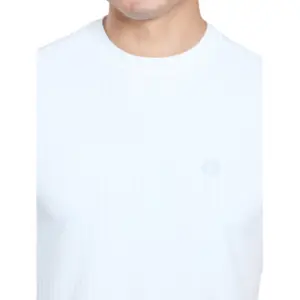 Men's Casual Nylon Solid Half Sleeve Round Neck T-Shirt (White)