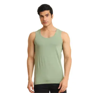 Men's Casual Cotton Solid Round Neck Sleeveless Vest (Newsage)