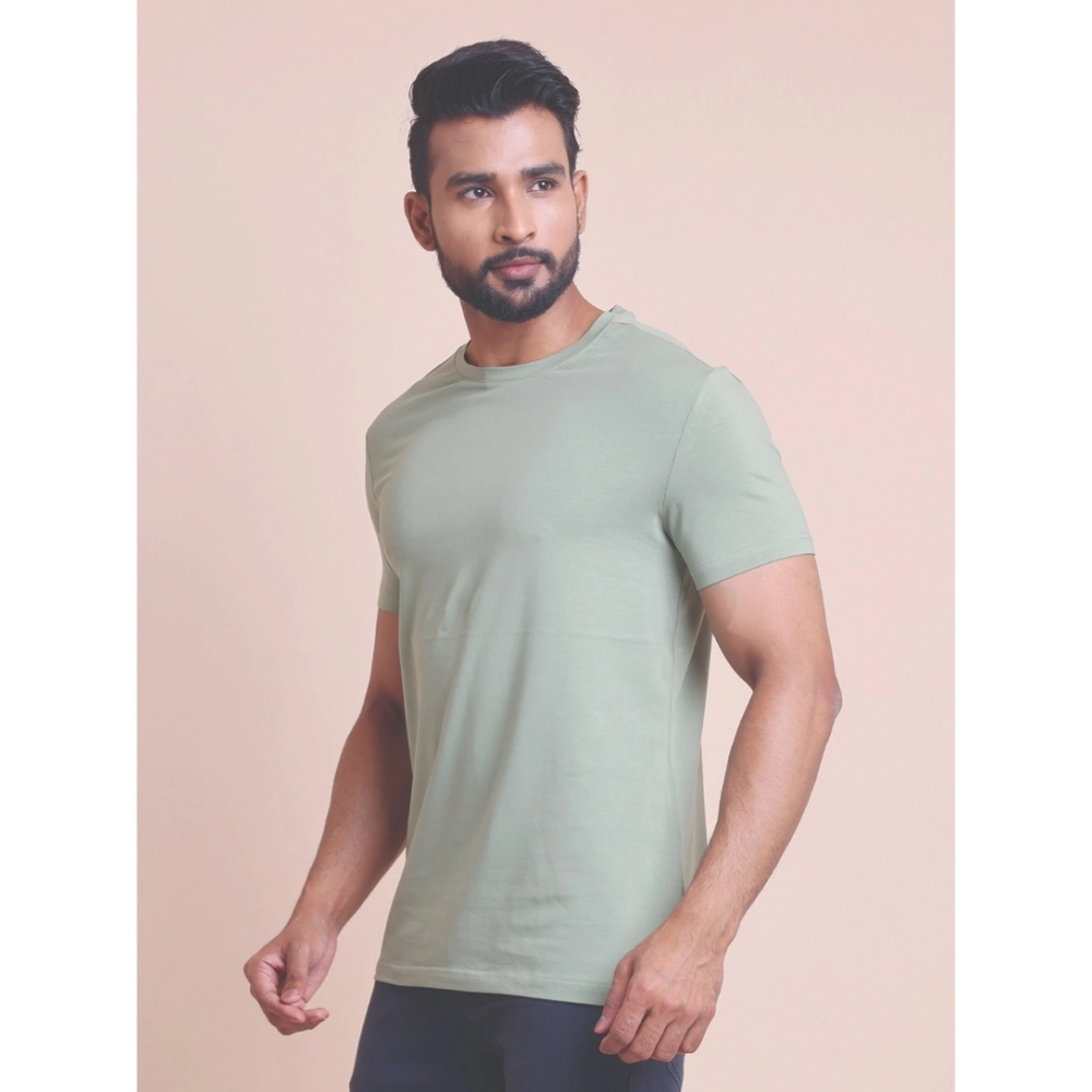 Men's Casual Cotton Solid Half Sleeve Round Neck T-Shirt (Newsage) - Image 5