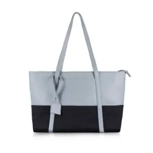 Women's Faux Leather Large Shoulder Zipper Handbag (Light Blue)