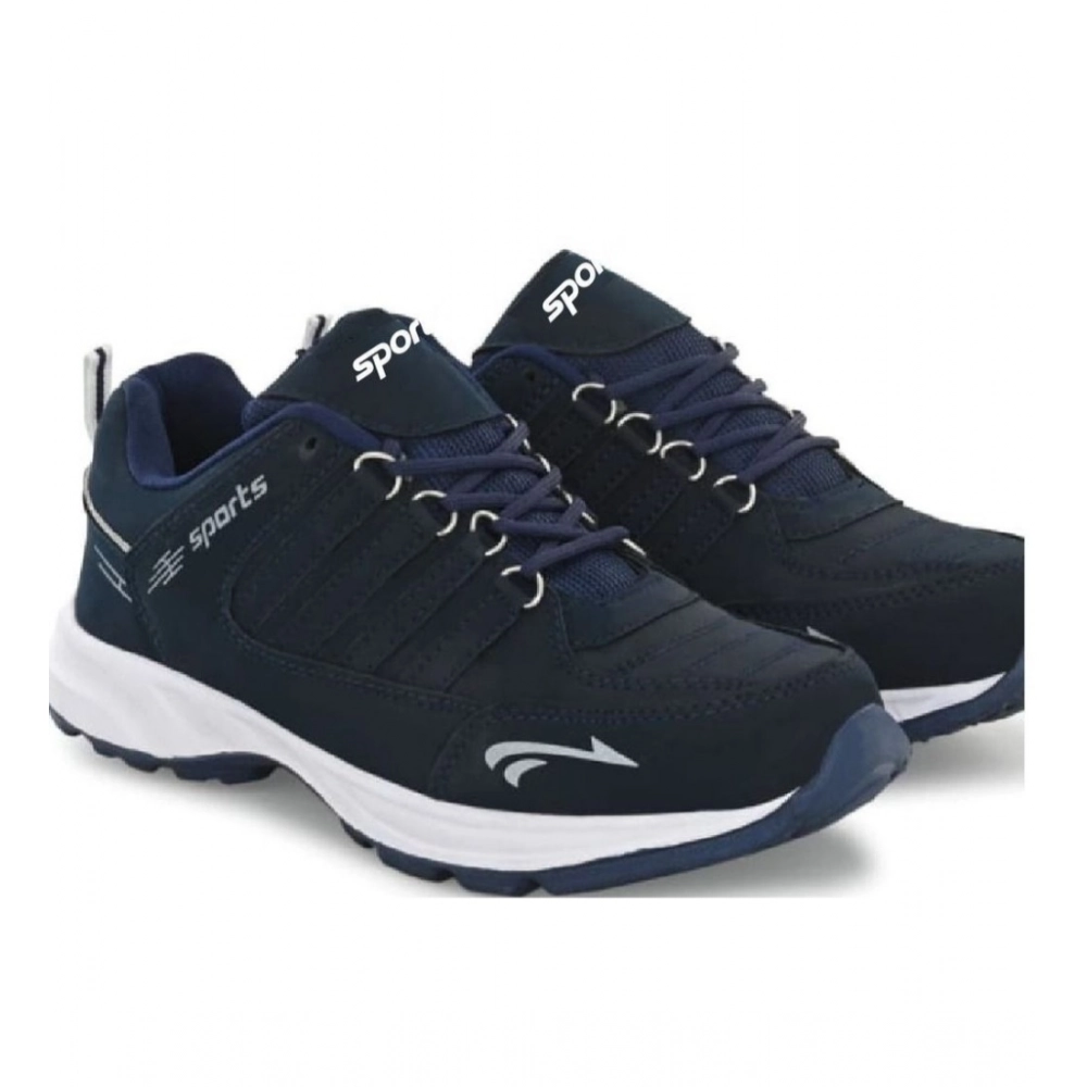 Men's Casual Synthetic Leather Lace-Up Shoes (Navy Blue)