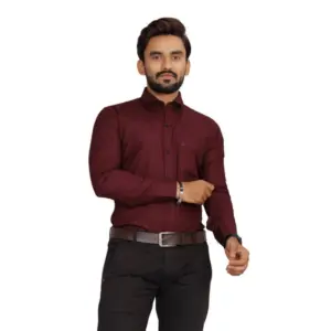 Men's Casual Cotton Solid Full Sleeve Shirt (Brown)