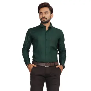 Men's Casual Cotton Solid Full Sleeve Shirt (Green)