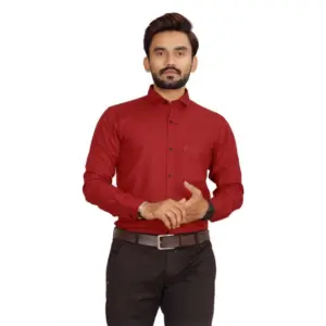 Men's Casual Cotton Solid Full Sleeve Shirt (Red)