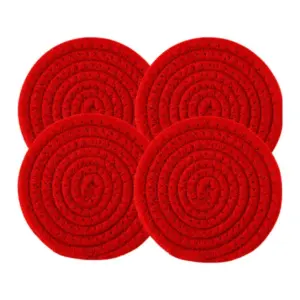 Cotton Rope Drink Coasters 4 Pcs Set (Red)
