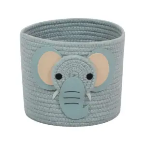 Cotton Elephant Basket 10x8 Inch Pack of 1 (Grey)