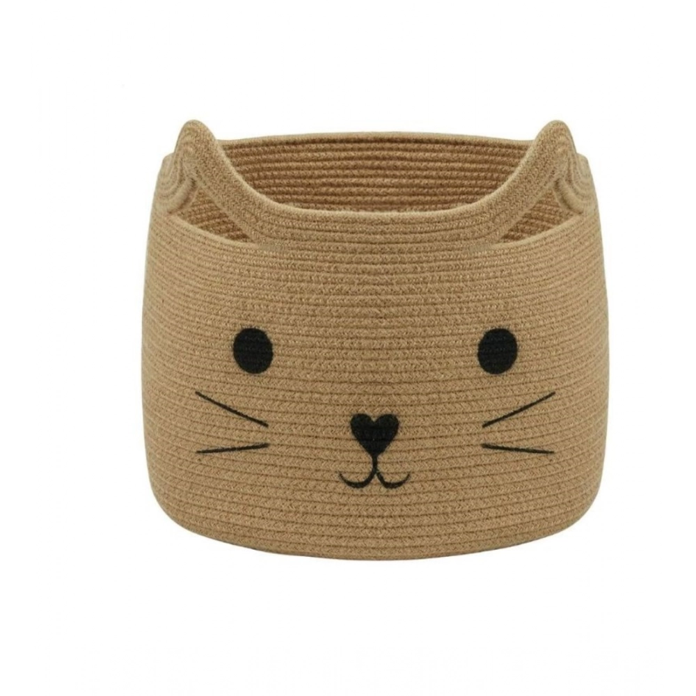 Cotton Large Storage Cat Basket 15x11 Inch Pack of 1 (Beige) - Image 4