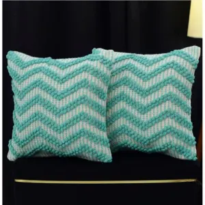Cotton Handcrafted Pit Loom Cushion Cover 16x16 Inch Pack of 2 (Sea Green)