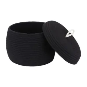 Cotton Bear Shaped Storage Matka Basket With Lid Pack of 1 (Black)