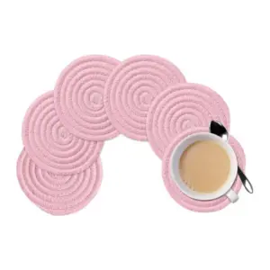 Cotton Rope Drink Coasters 6 Pcs Set (Baby Pink)