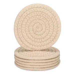 Cotton Rope Drink Coasters 6 Pcs Set (Cream)