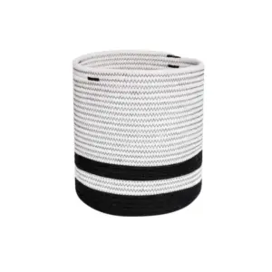 Cotton Large Woven Storage Basket 10x10 Inch Pack of 1 (Black & White)
