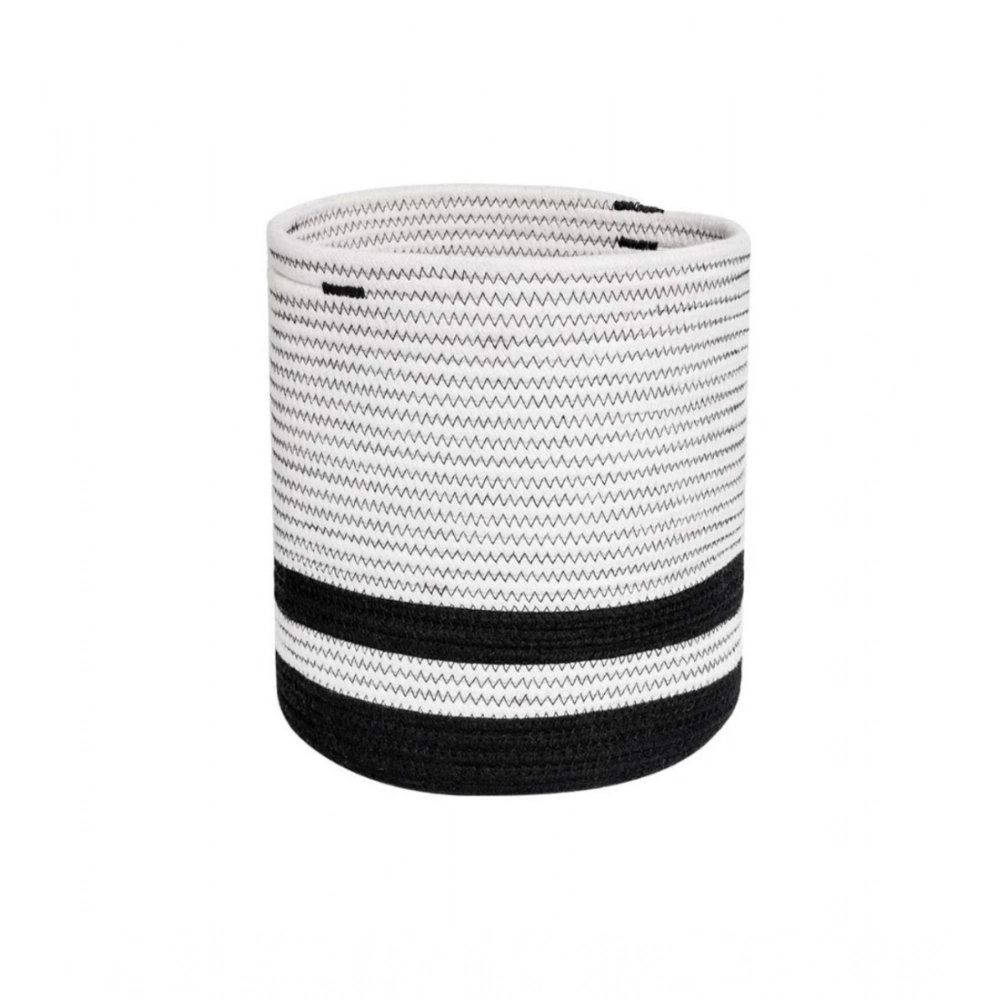 Cotton Large Woven Storage Basket 10x10 Inch Pack of 1 (Black & White)