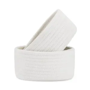 Cotton Storage Rope Woven Baskets Pack of 2 (White)